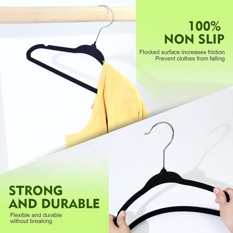 UREVO Kids Hangers Velvet, 30 Pieces Children Cloth Durable Baby Hangers for Closet - Perfect Infant Toddler Kid Hanger for Everyday Use, Non Slip 360° Hooks for Shirt, Pant (30 Pack, Black) - Image 5