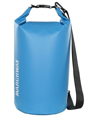 MARCHWAY Floating Waterproof Dry Bag Backpack 5L/10L/20L/30L/40L, Roll Top Sack Keeps Gear Dry for Kayaking, Rafting, Boating, Swimming, Camping, Hiking, Beach, Fishing (Light Blue, 5L) - Image 1