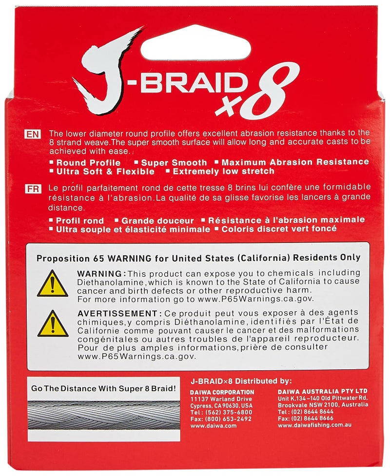 Daiwa J-BRAIDX8, Filler Spool, Chartreuse, Mono Dia.= 8lb. - Image 2