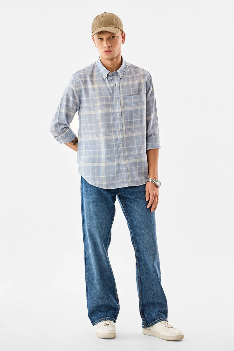 SNITCH Checks Linen Blend Regular Fit Shirt