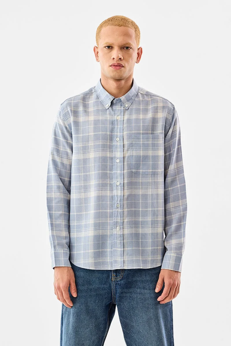 سنيتش قميص كاروهات بقصة عادية من مزيج الكتان