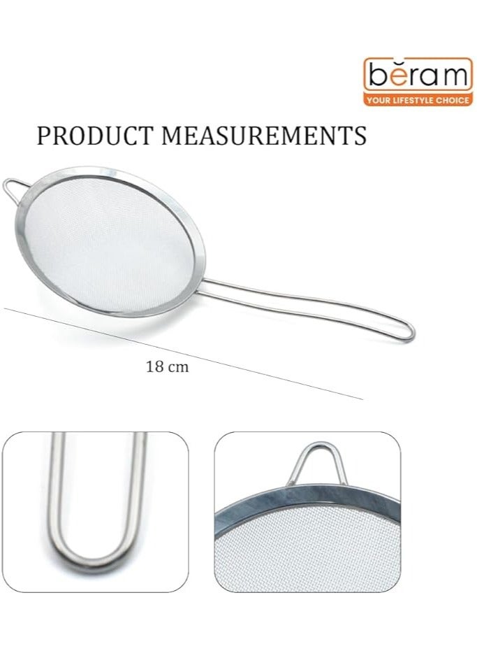 بيرام مصفاة بيرام، بتصميم حلزوني مع مقبض، مصنوعة من الفولاذ المقاوم للصدأ 304، منخل للغربلة، أداة طهي، أداة مطبخ للاستعمال اليومي، مصفاة للعصائر وفاصل اللب (18 سم) - Image 2