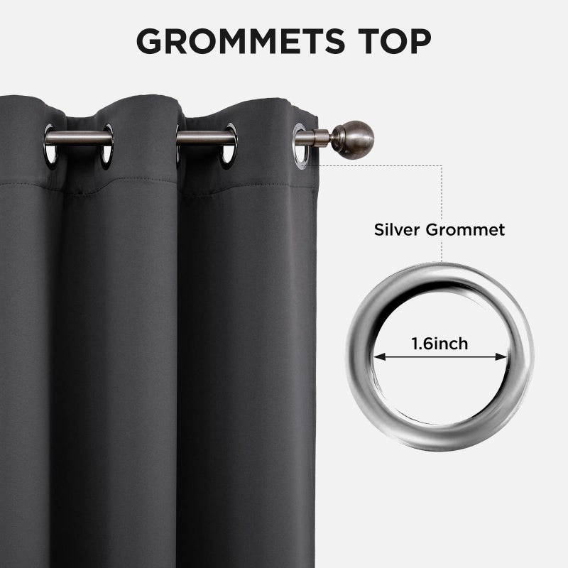 Joydeco Grey Curtains 84 Inch Long, Room Divider Blackout Curtains for Bedroom with Grommets, Thermal Insulated, Noise Reducing Room Darkening Black Out Drapes for Bedroom Living Room Window, 2 Panels - Image 5