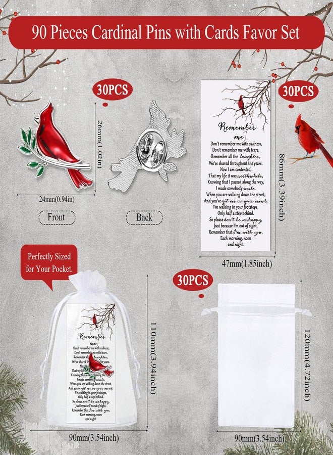 Inbagi Memorial Cardinal Sign Pins Set Include Bird Funeral Pocket Token Red Cardinal Pin Organza Bags and Remember Me Poem Cards Cardinal Charms Funeral Favors for Guests Gift (30 Sets) - Image 2