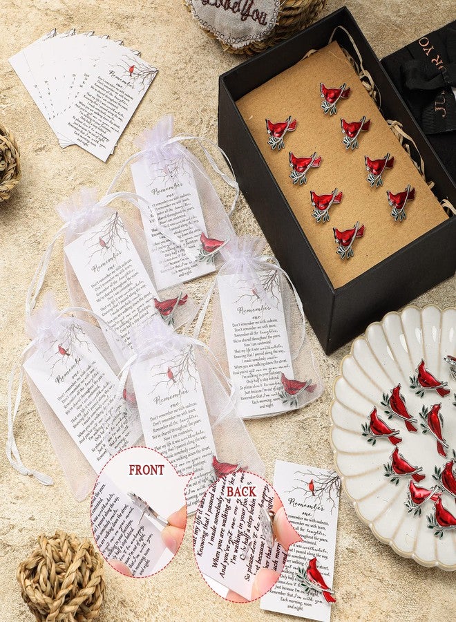 Inbagi Memorial Cardinal Sign Pins Set Include Bird Funeral Pocket Token Red Cardinal Pin Organza Bags and Remember Me Poem Cards Cardinal Charms Funeral Favors for Guests Gift (30 Sets) - Image 4