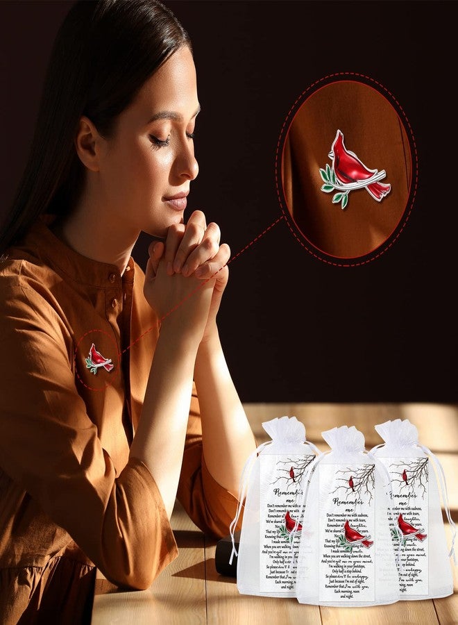 Inbagi Memorial Cardinal Sign Pins Set Include Bird Funeral Pocket Token Red Cardinal Pin Organza Bags and Remember Me Poem Cards Cardinal Charms Funeral Favors for Guests Gift (30 Sets) - Image 5