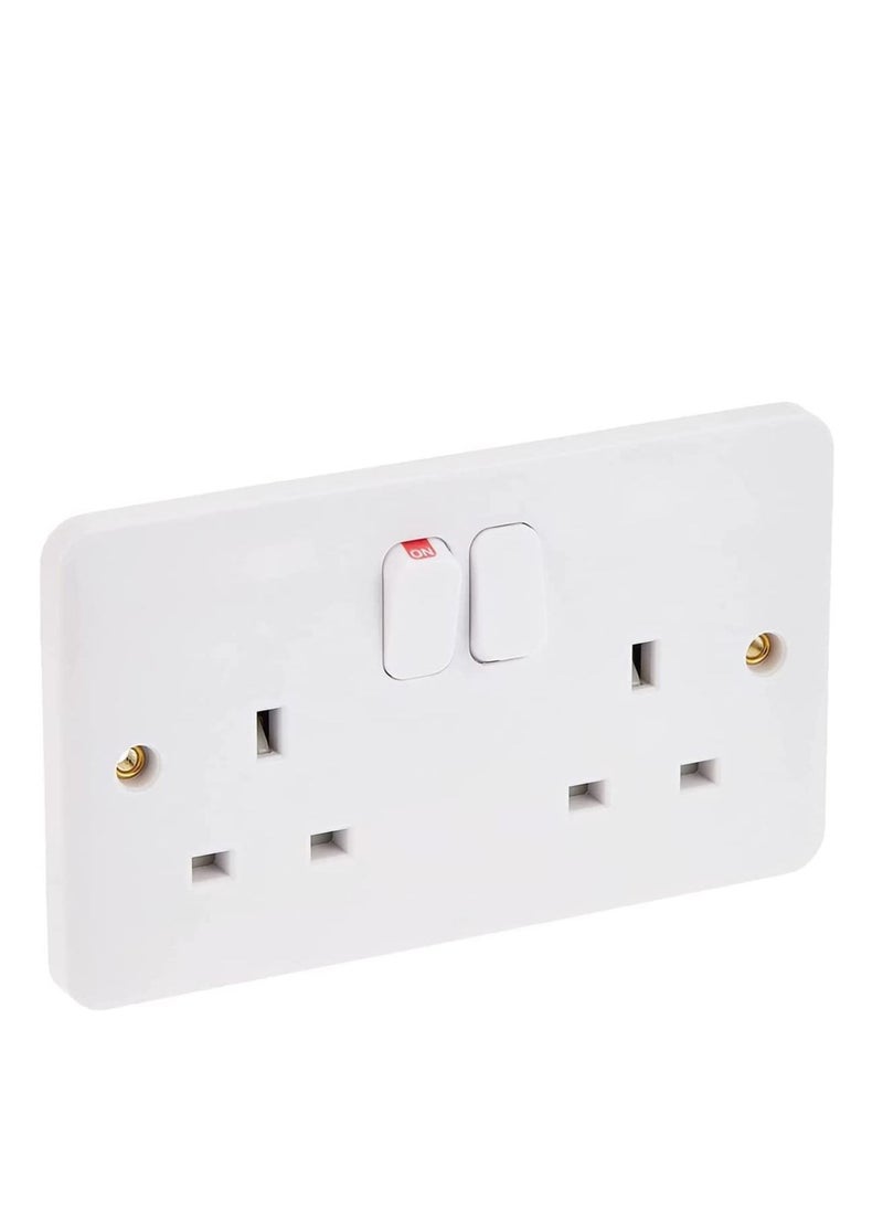 RACO RACO UK Standard 13A Switch Socket White with Safety Shutter (DOUBLE SOCKET)  - Image 1