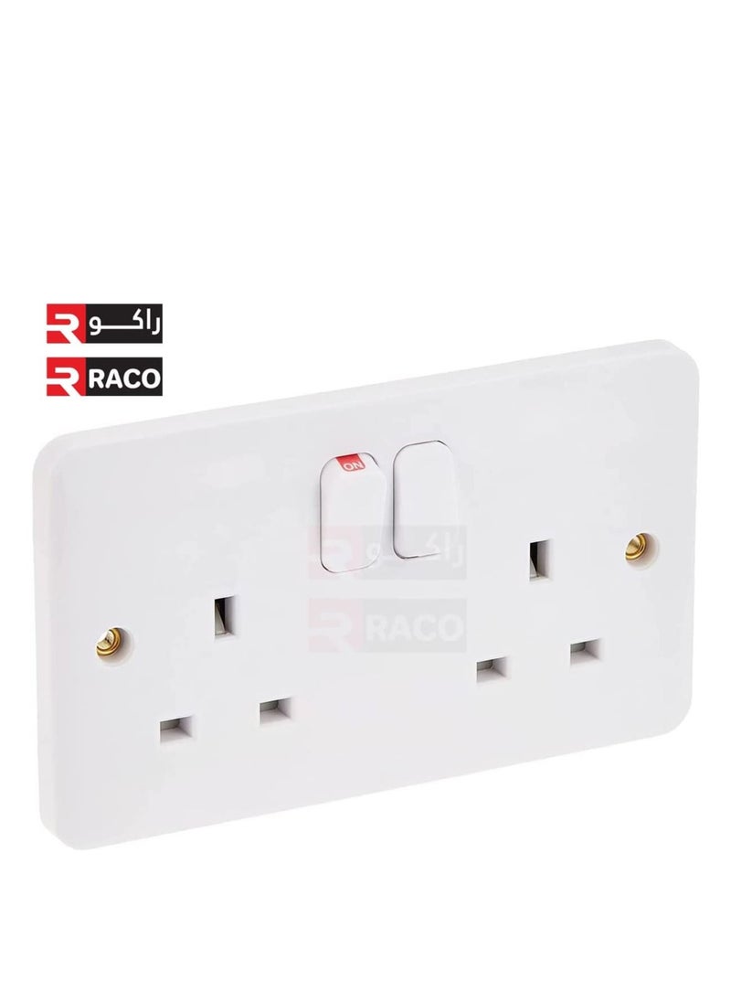 RACO RACO UK Standard 13A Switch Socket White with Safety Shutter (DOUBLE SOCKET)  - Image 2
