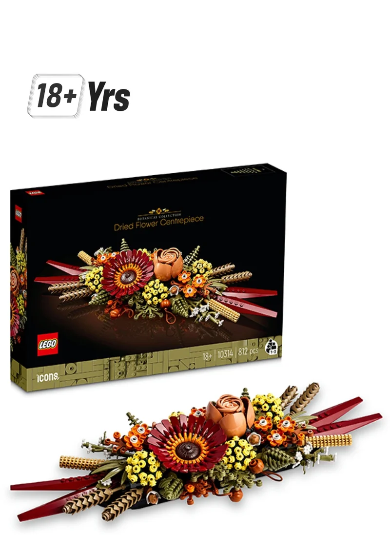 ليغو Icons Dried Flower Centerpiece 10314 Building Kit for Adults; A Gift for Flower Lovers; Create a Home Decor Display Inspired by Fall Colors; Enjoy a Mindful Building Project with Friends or Family (812 Pieces)