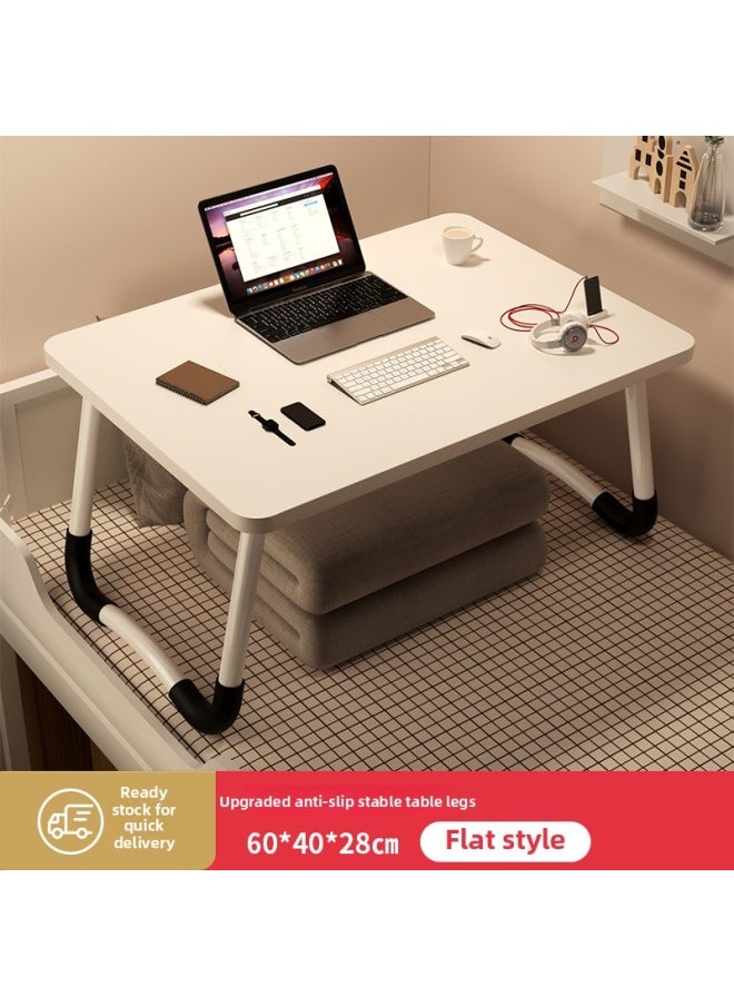 Bed Small Table Study Table Foldable Student Dormitory Top Bed Computer Desk Children Writing-Color:▊▉¤[large Size Snow White] Length 60*width 40*height 28cm㏇  - Image 1