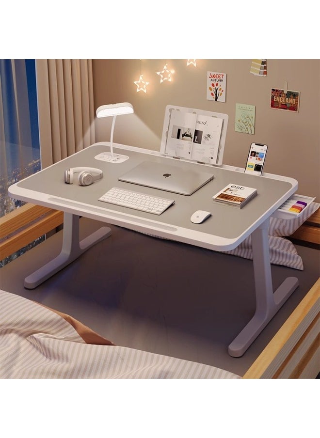Bed Small Table Study Table Foldable Student Dormitory Top Bed Computer Desk Children Writing-Color:▊▉¤[large Size Snow White] Length 60*width 40*height 28cm㏇  - Image 2