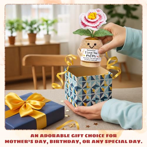 TEEBIM Gifts for Mom from Daughter, Son - Cute Mothers Day, Birthday Gifts for Mom - Mothers Day Crochet for Mother Daughter - Inspirational Positive Support Peony Flower Crochet - Image 5
