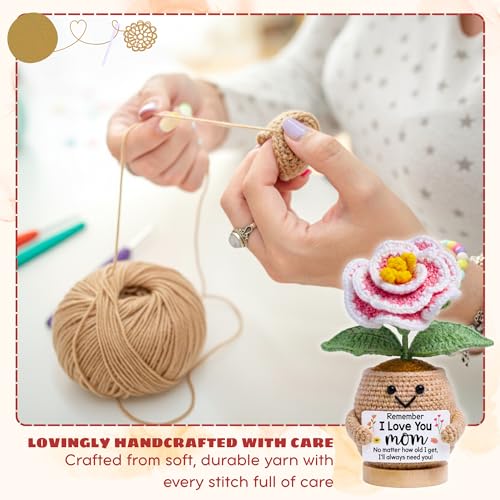 TEEBIM Gifts for Mom from Daughter, Son - Cute Mothers Day, Birthday Gifts for Mom - Mothers Day Crochet for Mother Daughter - Inspirational Positive Support Peony Flower Crochet - Image 3