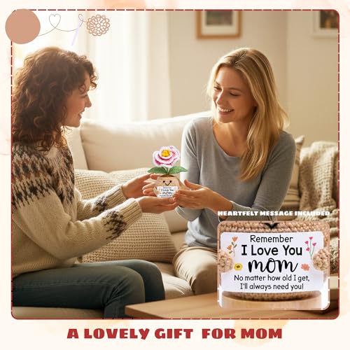 TEEBIM Gifts for Mom from Daughter, Son - Cute Mothers Day, Birthday Gifts for Mom - Mothers Day Crochet for Mother Daughter - Inspirational Positive Support Peony Flower Crochet - Image 4