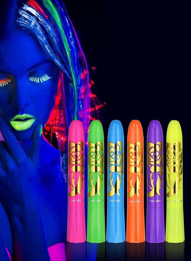 Buildcon Glow in The Dark Paint, Fluorescent Face Paint Set Neon Makeup for UV Parties, Safe and Easy to Use, Halloween Cosplay 6 Colors - Image 1