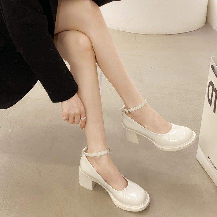 Fashionable Light Luxury Women'S Leather Shoes 2025 Spring New Retro Versatile Black Shallow Mouth Chunky Heel Non-Slip Mary Jane Shoes - Image 4