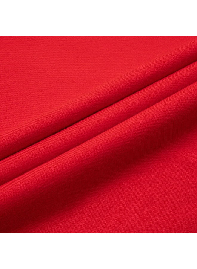 Limeng Uni Solid Color 180g Cotton Short Sleeve T-shirt Loose Round Neck Wide T-shirt Base Shirt Red L - Image 4