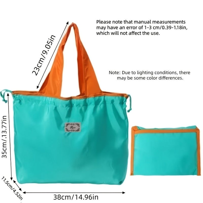 Purple Large Capacity Foldable Shopping Bag With Inner Pockets Reusable Outing - Image 2