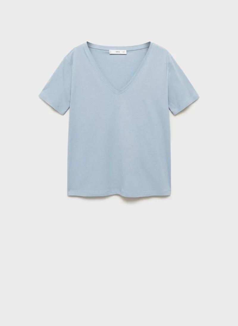 مانجو Casual  Short-Sleeved V-Neck T-Shirt