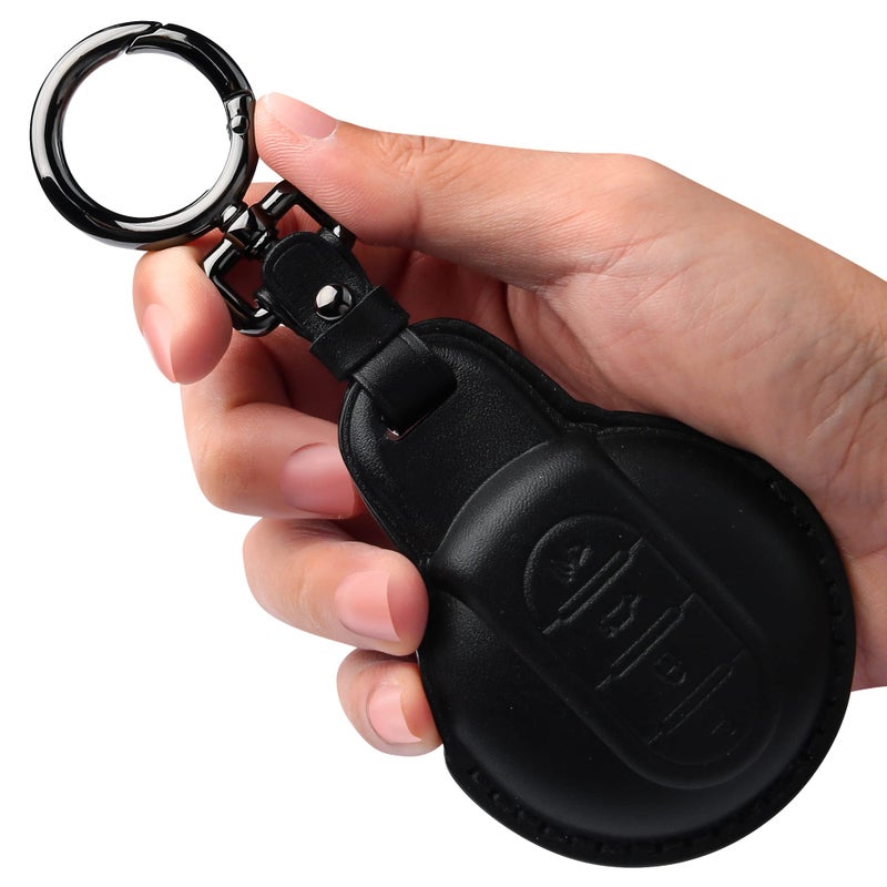 Tukellen Compatible with BMW Mini Leather Key Fob Cover with Keychain Compatible with BMW Mini Cooper F54 F55 F56 F57 F60Black