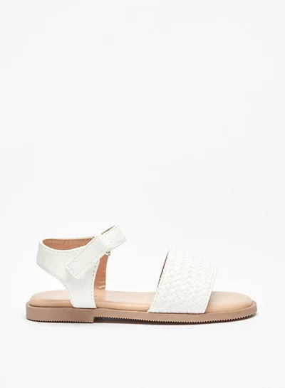 Flora Bella By Shoexpress Girl's Weave Textured Sandals with Hook and Loop Closure Ramadan Collection