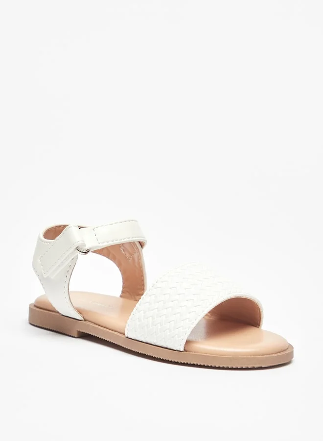 Flora Bella By Shoexpress Girl's Weave Textured Sandals with Hook and Loop Closure Ramadan Collection