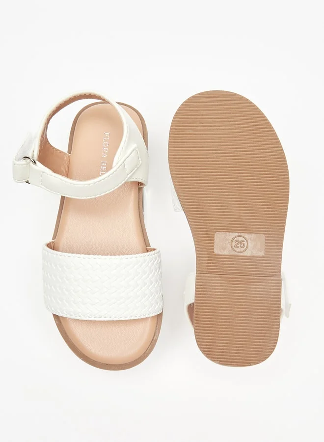 Flora Bella By Shoexpress Girl's Weave Textured Sandals with Hook and Loop Closure Ramadan Collection