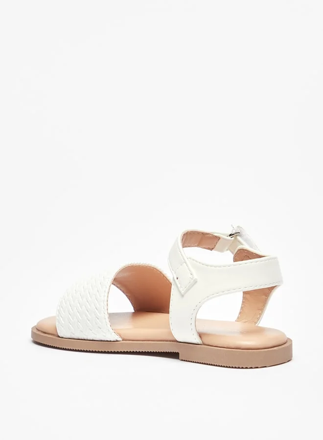 Flora Bella By Shoexpress Girl's Weave Textured Sandals with Hook and Loop Closure Ramadan Collection