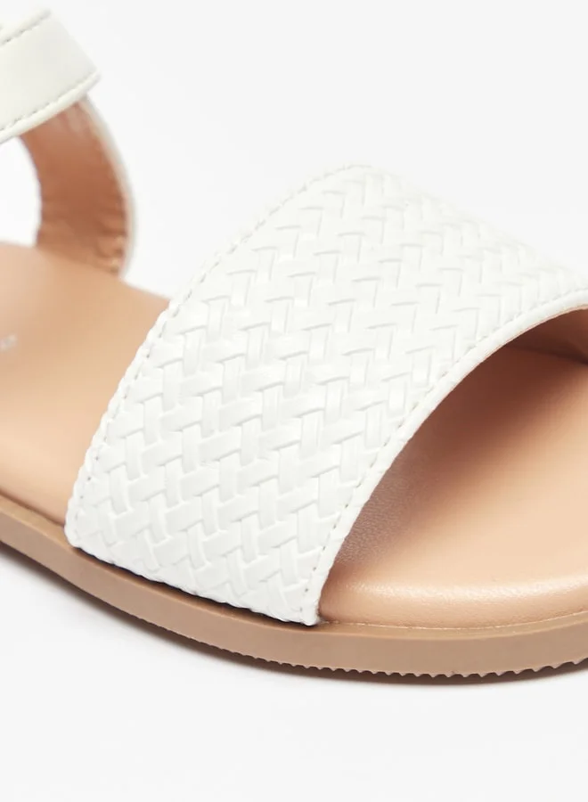 Flora Bella By Shoexpress Girl's Weave Textured Sandals with Hook and Loop Closure Ramadan Collection