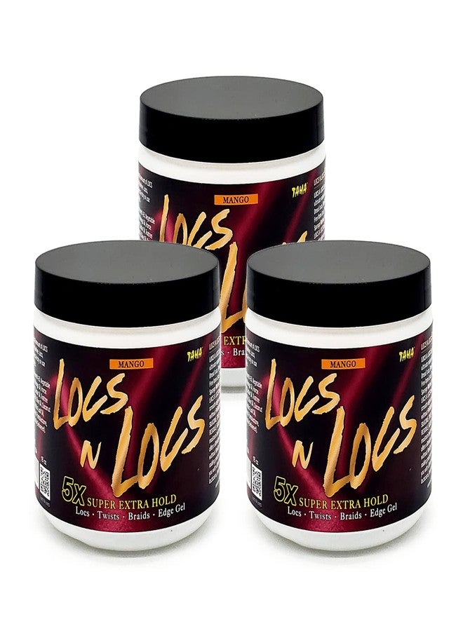 Taha Locs & Locs Gel - 5X Super Extra Hold, Natural & Non-Damaging for Locs, Braids, Twists - 16 Oz (Mango, Pack of 3) - Image 1