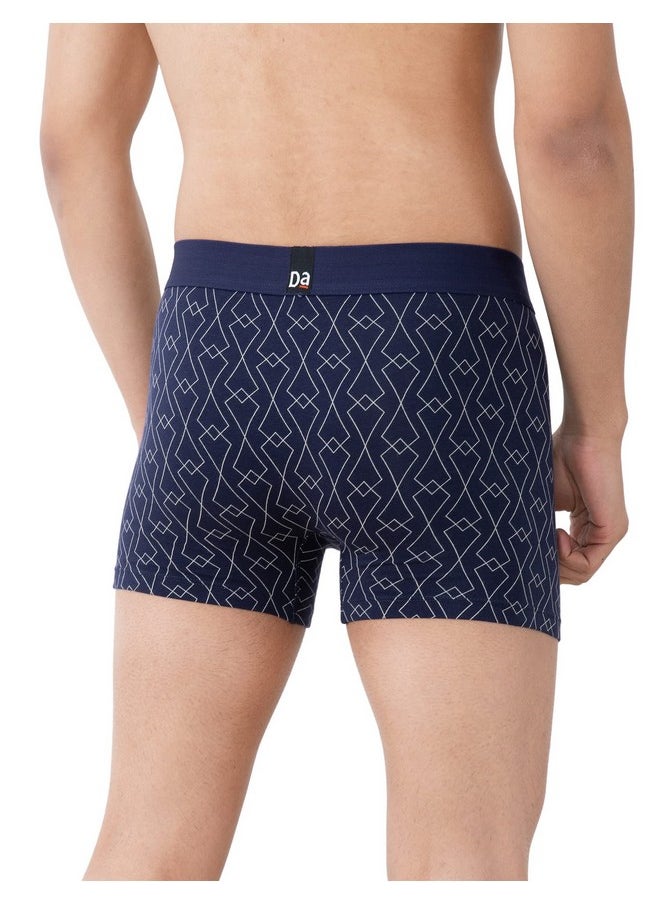 DaMENSCH DAMENSCH Men's Regular Fit Printed Supima Trunks Pack of 2| Mircromodal, Elastane Fabric, Anti-Bacterial and Microfibre Waistband Underwear for Men, Trunks, Innerwear Men-Tropical Black,Grey Grid-L  - Image 4