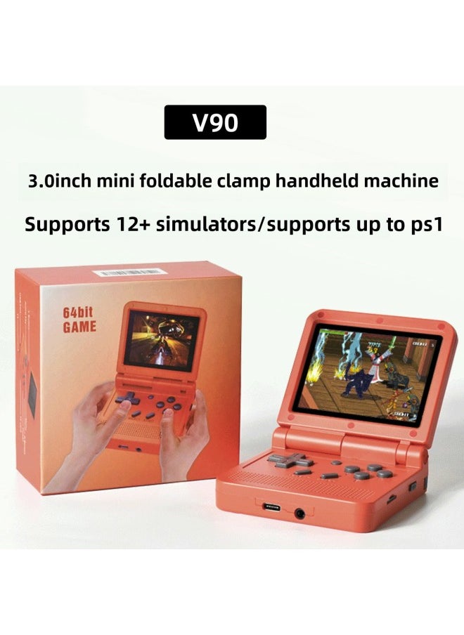 Generic - V90 Game Machine Mini Handheld Flip PS Open Source Handheld 64-bit Classic Retro Nostalgic GBA Arcade-Product Color:V90-16gb Standard Configuration-Model:Red (english Version) - Image 1