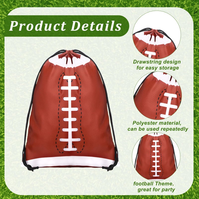 Berlune 48 Pieces Football Party Favors Drawstring Gift Bags 10 x 7 Inch Football Sports Goodie Bags Super Birthday Supplies Backpack Bulk Bowl for Gym Travel Party Storage Favors Supplies - Image 3