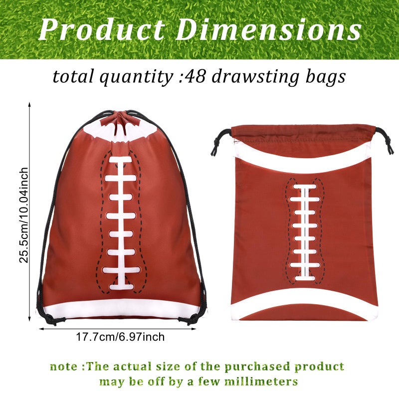 Berlune 48 Pieces Football Party Favors Drawstring Gift Bags 10 x 7 Inch Football Sports Goodie Bags Super Birthday Supplies Backpack Bulk Bowl for Gym Travel Party Storage Favors Supplies - Image 2