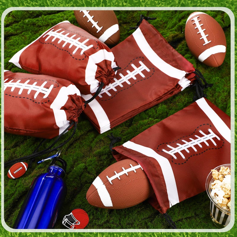 Berlune 48 Pieces Football Party Favors Drawstring Gift Bags 10 x 7 Inch Football Sports Goodie Bags Super Birthday Supplies Backpack Bulk Bowl for Gym Travel Party Storage Favors Supplies - Image 4