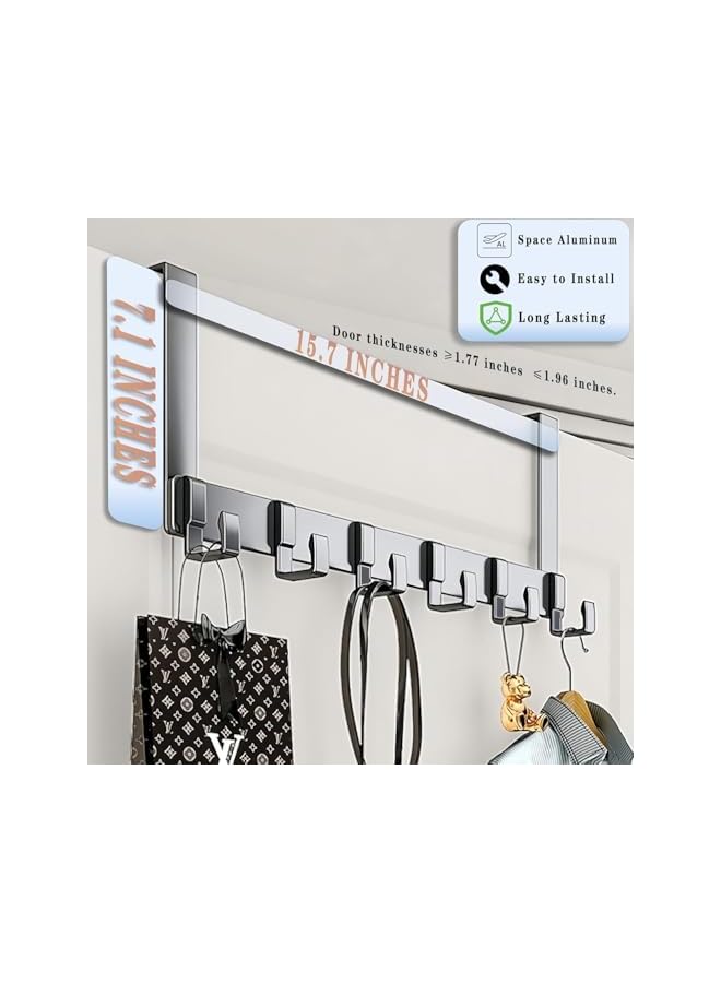 The Bros Over The Door Hook Hanger - 6L Tri Hooks, Heavy Duty Over The Door Towel Rack Coat Rack for Clothes Hat Towel, white - Image 2