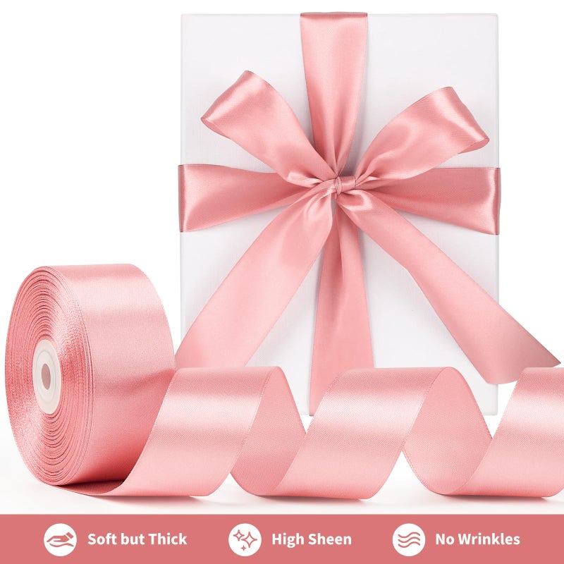 Mauproy 1-1/2 Inch Wide Rose Gold Satin Ribbon, 50 Yards Solid Polyester Fabric Ribbon for Roses Making, Gift Wrapping, Mother's Day, Wedding Decorations, Crafts, Bows - Image 3