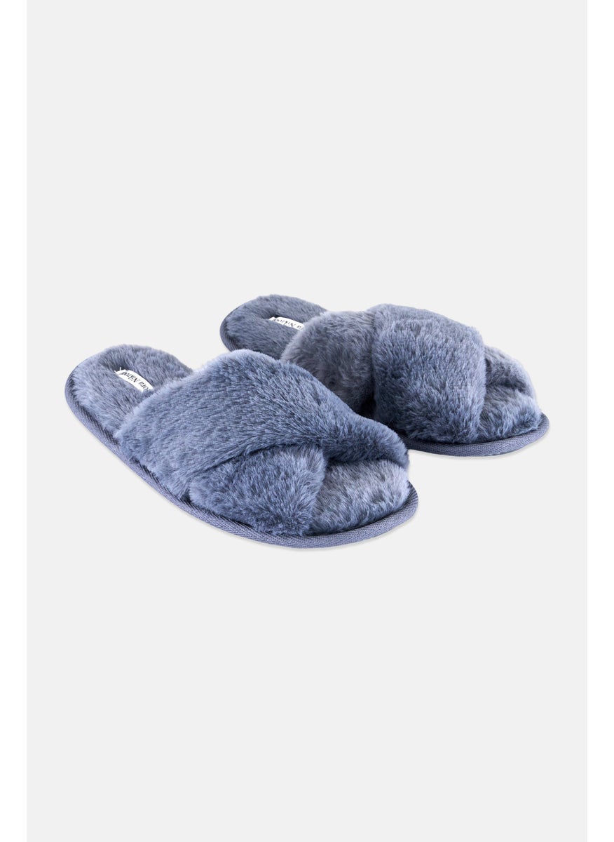 Flora Nikrooz Women Teddy Criss Cross Slip Slipper, Grey  - Image 1