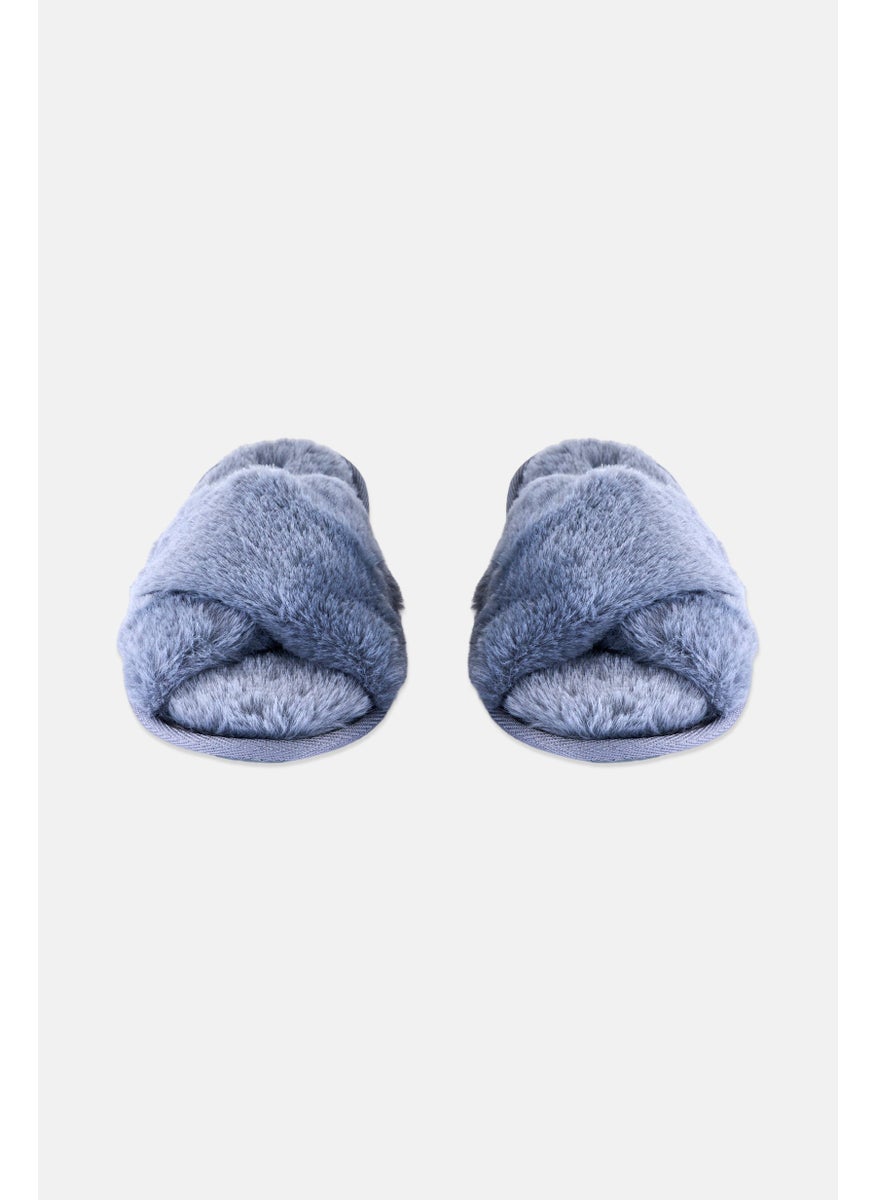 Flora Nikrooz Women Teddy Criss Cross Slip Slipper, Grey  - Image 4