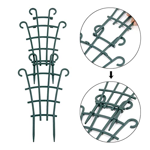 UWIOFF 12 Pack Trellis for Potted Plants, Garden Trellis for Climbing Plants Plastic Mini Climbing Plant Trellis Flower Pots Support Stackable Trellis for Climbing Plants Peas, Dark Green - Image 4