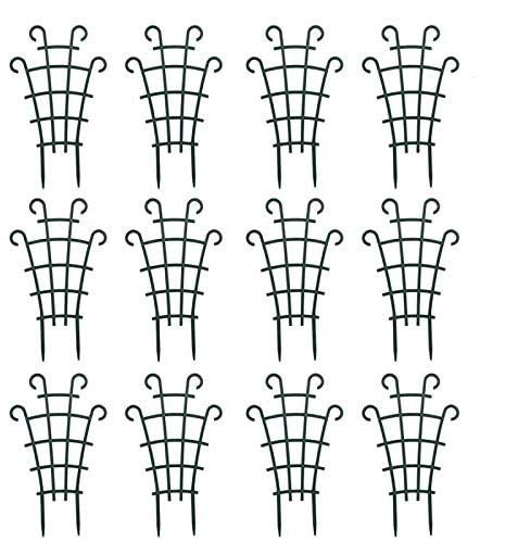 UWIOFF 12 Pack Trellis for Potted Plants, Garden Trellis for Climbing Plants Plastic Mini Climbing Plant Trellis Flower Pots Support Stackable Trellis for Climbing Plants Peas, Dark Green - Image 1