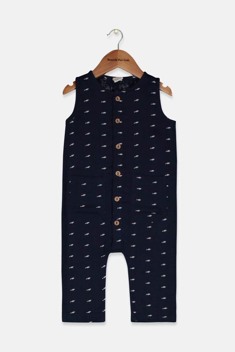 Tchibo Toddlers Boy Printed Romper, Navy - Image 1