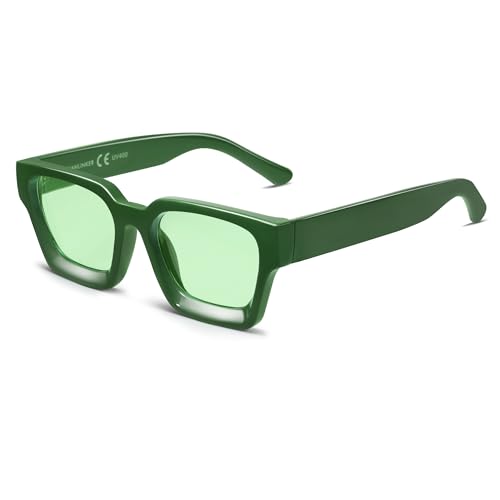 VANLINKER Thick Square Sunglasses for Men Women Retro Chunky Rectangle Shades UV400 Protection VL9731 Green - Image 1
