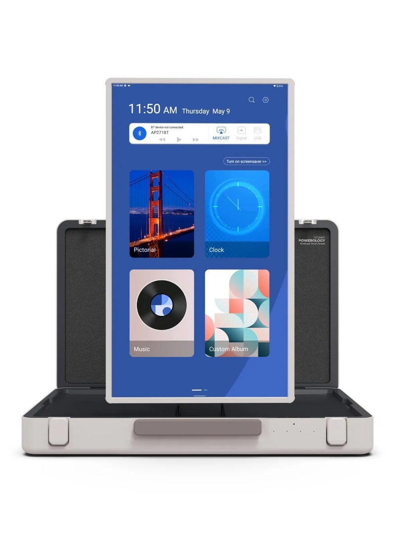 27" Android Briefcase Display / Screen Mirroring and Video Conference / Adaptable Viewing Angles / Portable Tablet / Camping / Playing Games / Movies / Compact and Easy-to-Carry - White