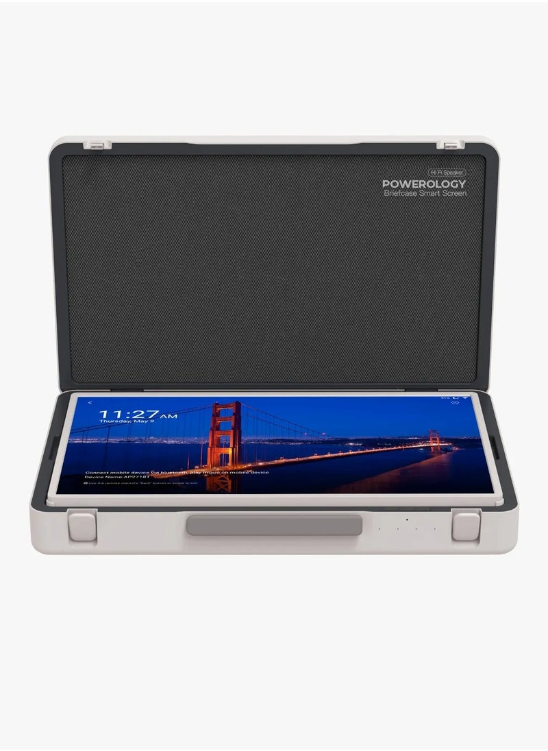 27" Android Briefcase Display / Screen Mirroring and Video Conference / Adaptable Viewing Angles / Portable Tablet / Camping / Playing Games / Movies / Compact and Easy-to-Carry - White