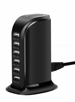 Y&D Desktop USB Charging Station, Universal 6 Ports Tower Portable Travel Charger Multi-Port Cardle Hub for iPhone/iPad Android and All Other Enabled Devices  - Image 1