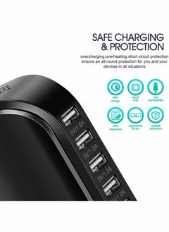 Y&D Desktop USB Charging Station, Universal 6 Ports Tower Portable Travel Charger Multi-Port Cardle Hub for iPhone/iPad Android and All Other Enabled Devices  - Image 3