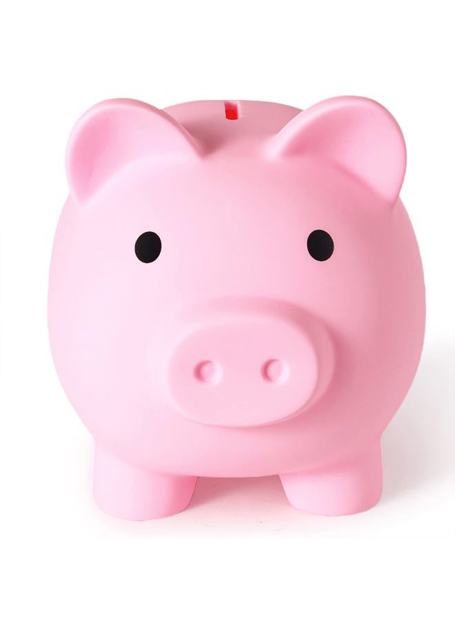PJDRLLC Large Piggy Bank, Unbreakable Plastic Money Bank, Coin Bank for Girls and Boys, Large Size Piggy Banks, Practical Gifts for Birthday, Easter, Christmas (Pink) - Image 1