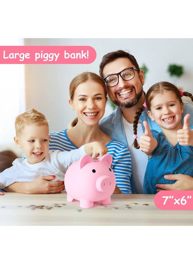 PJDRLLC Large Piggy Bank, Unbreakable Plastic Money Bank, Coin Bank for Girls and Boys, Large Size Piggy Banks, Practical Gifts for Birthday, Easter, Christmas (Pink) - Image 2