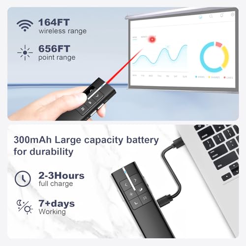 KNORVAY Norwii Wireless Presenter Remote for PowerPoint, Presentation Remote Control Clicker with Complete Air Mouse Function, Handheld Mouse Clicker for Mac, Computer, Laptop, Google Slides, N99 - Image 4